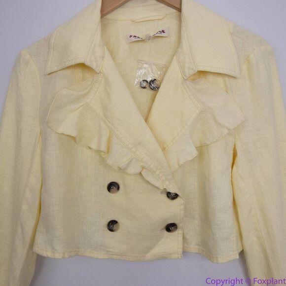 NEW Free People 100% Linen Crossover Back Bennie Crop Blazer, L - Picture 4 of 16